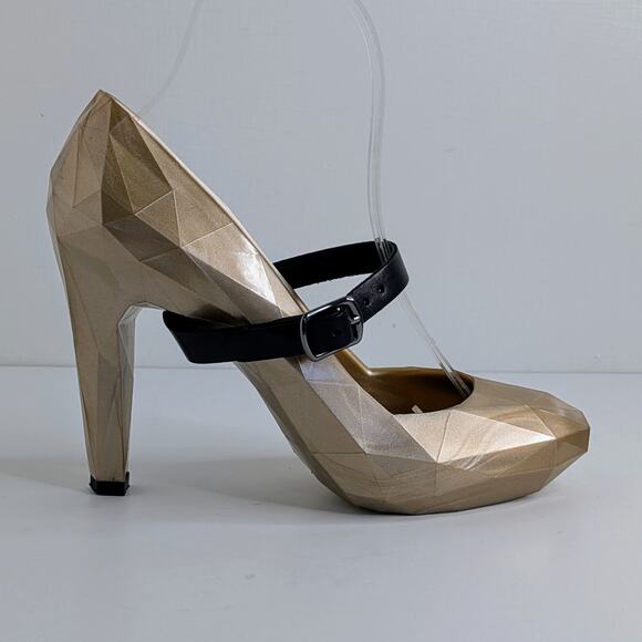 United Nude Shoes Lo Res Pump Womens EU 37 Rose Glitter Black Strap Heels - Picture 6 of 16